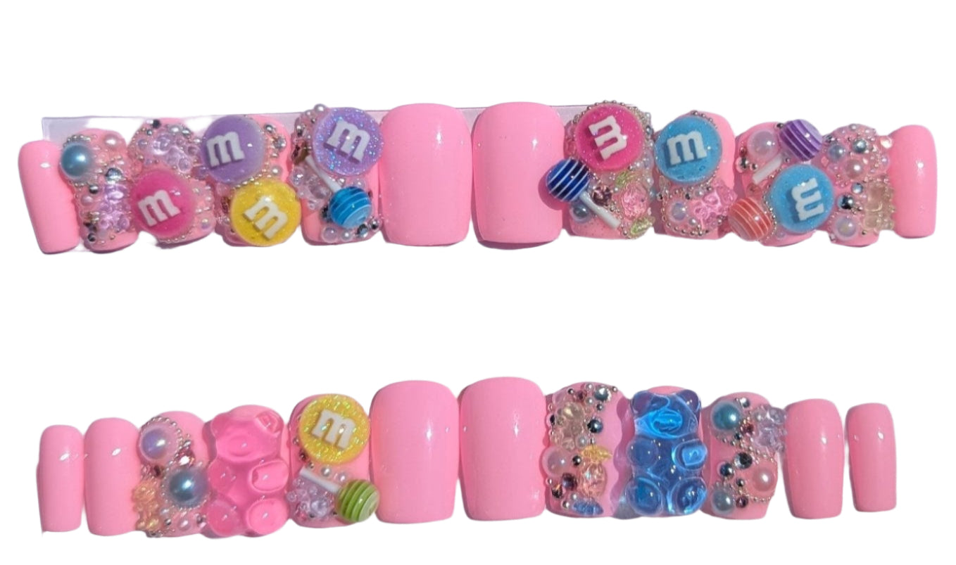 Cotton Candy Pink Junk Short Square Nails