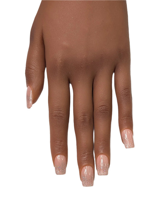Nude Glitter Short Square Press on Nails