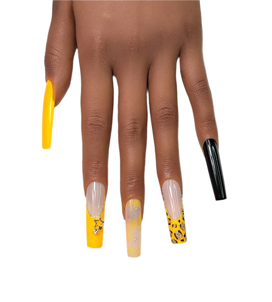 Tequila Sunrise XL Square Nails