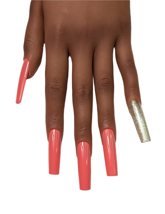 Guava Gold XL Square Press on Nails