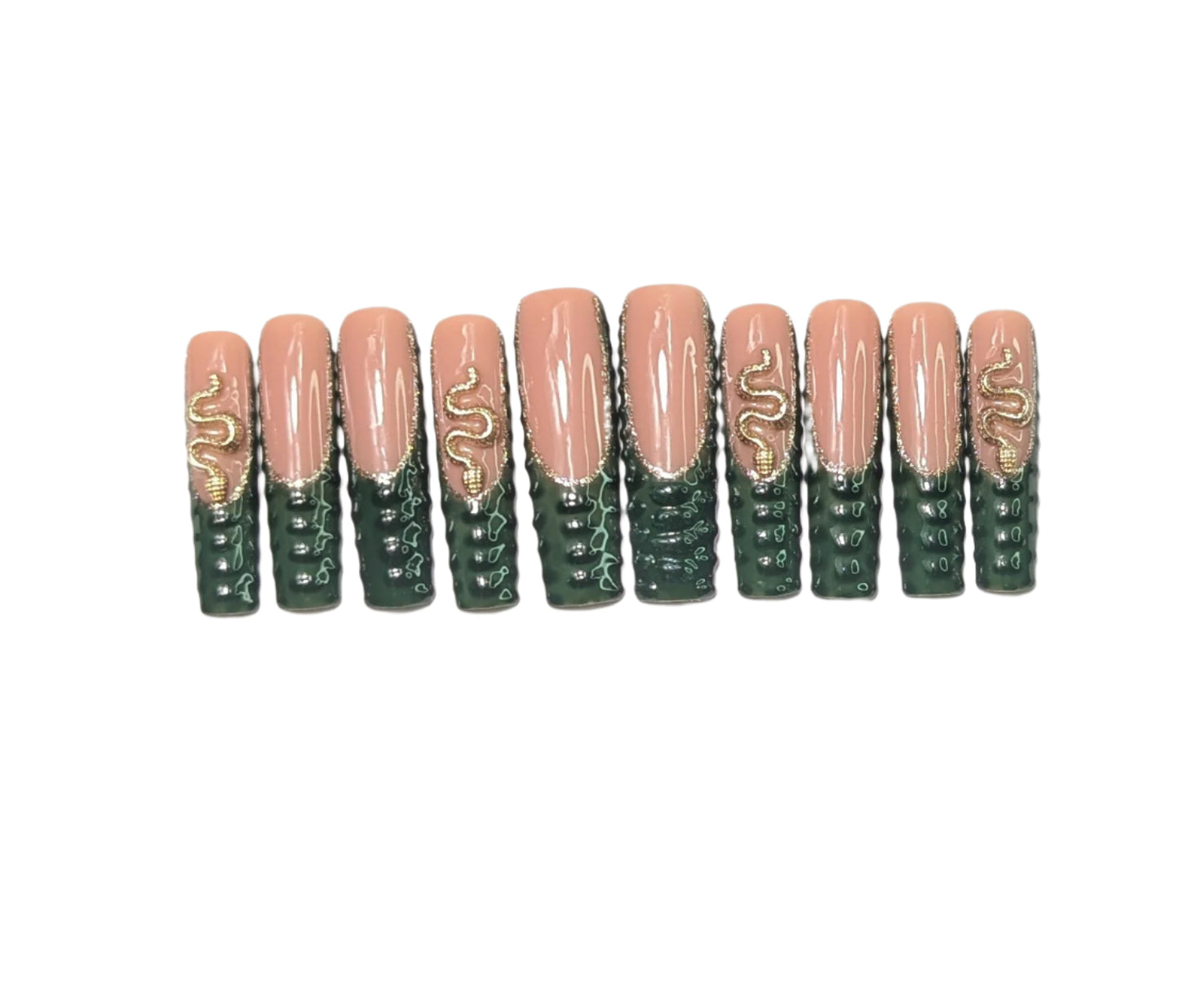 Green Croc XL Square Nails