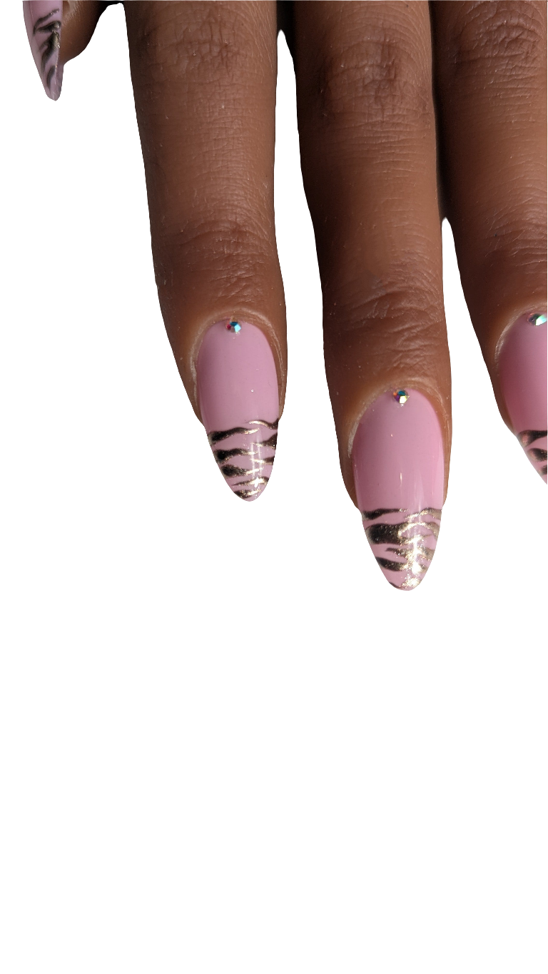 Pink Chrome Stripes Press On