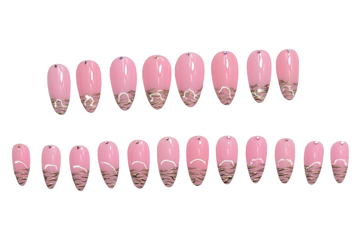 Pink Chrome Stripes Press On