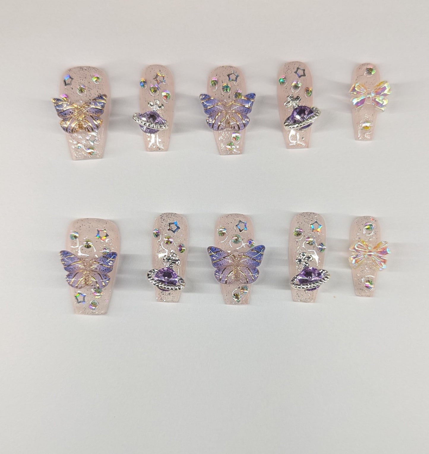 Light Purple Butterfly Ballerina Nails