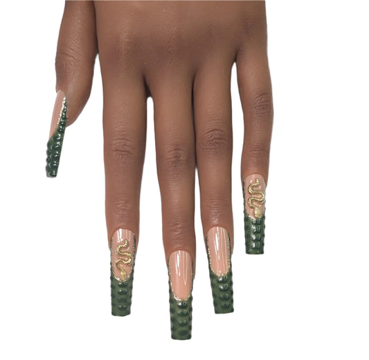 Green Croc XL Square Nails