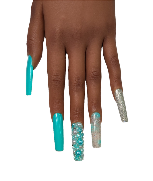 Beautiful Teal Press on Nails