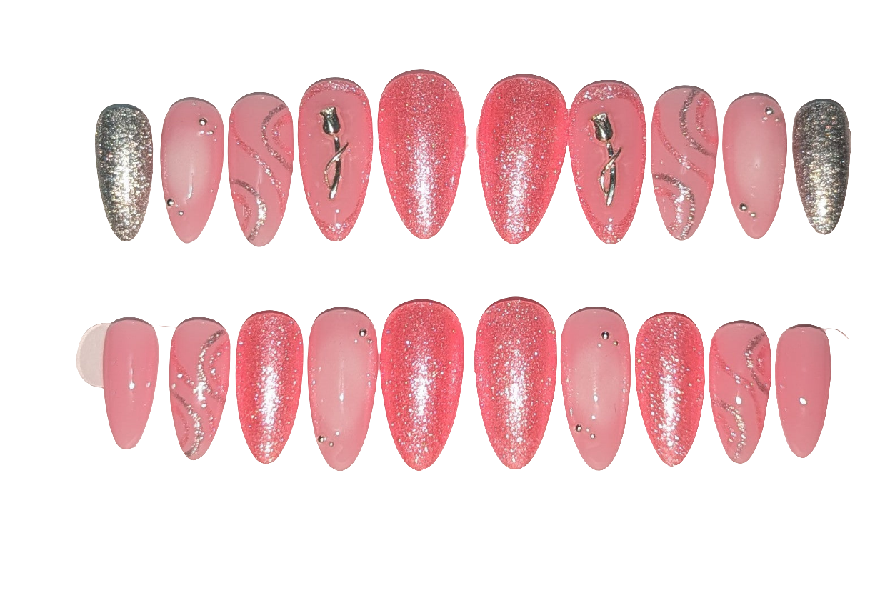 Pink Rose Press on Nails
