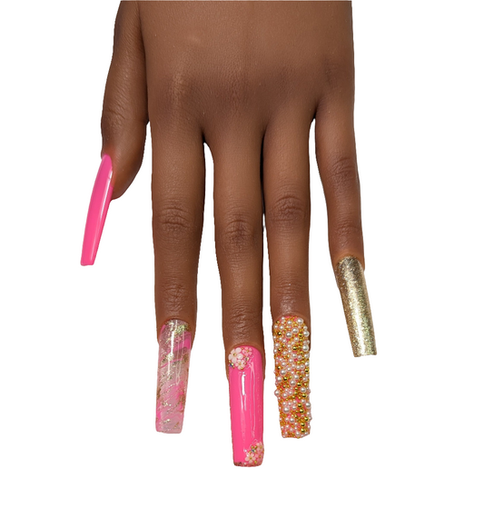 Pink/Gold Nail Press on Nails