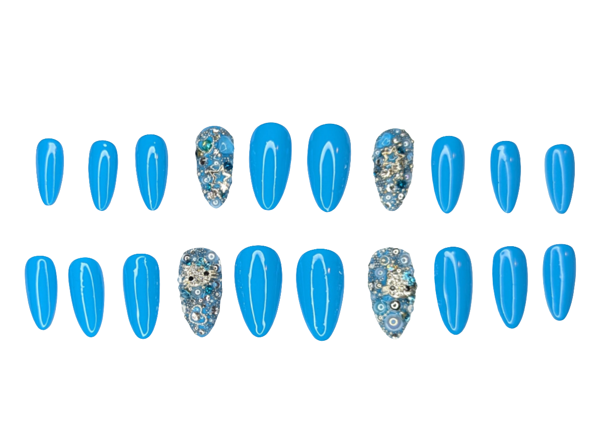 Blue Hello Kitty Press on Nails