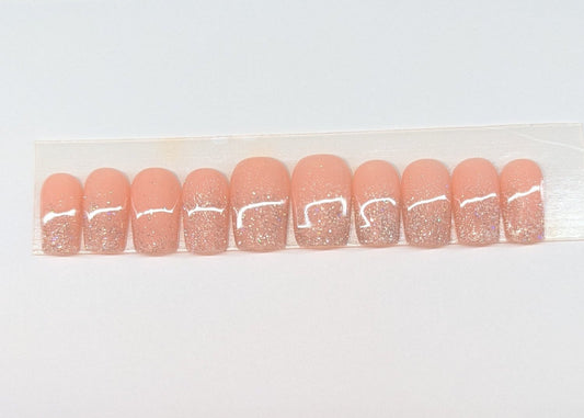 Nude Glitter Short Square Press on Nails