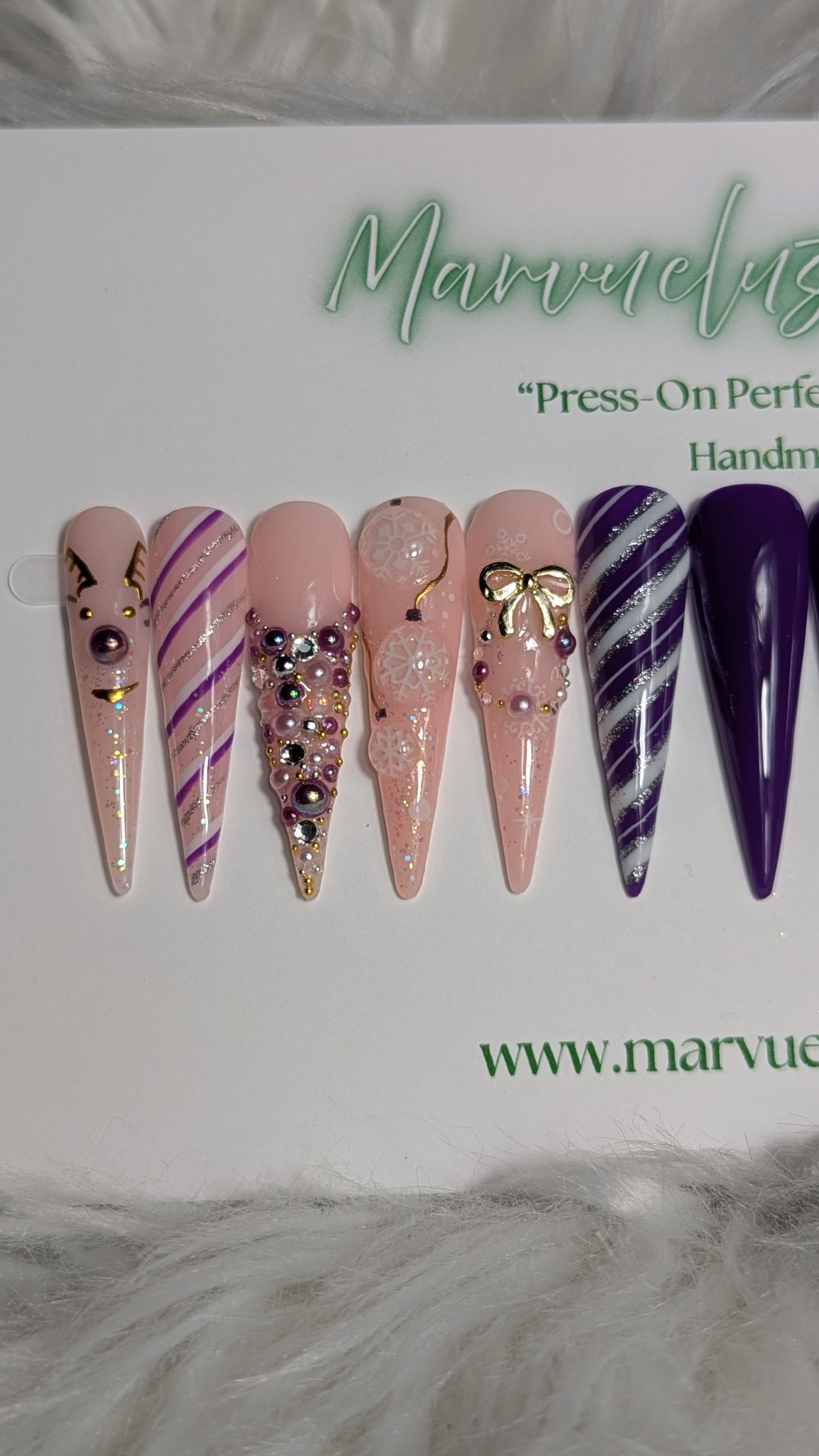 Purple Christmas Press on Nails