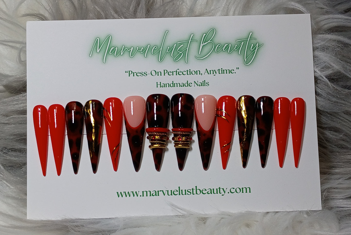 Red Tortoise Press On Nails