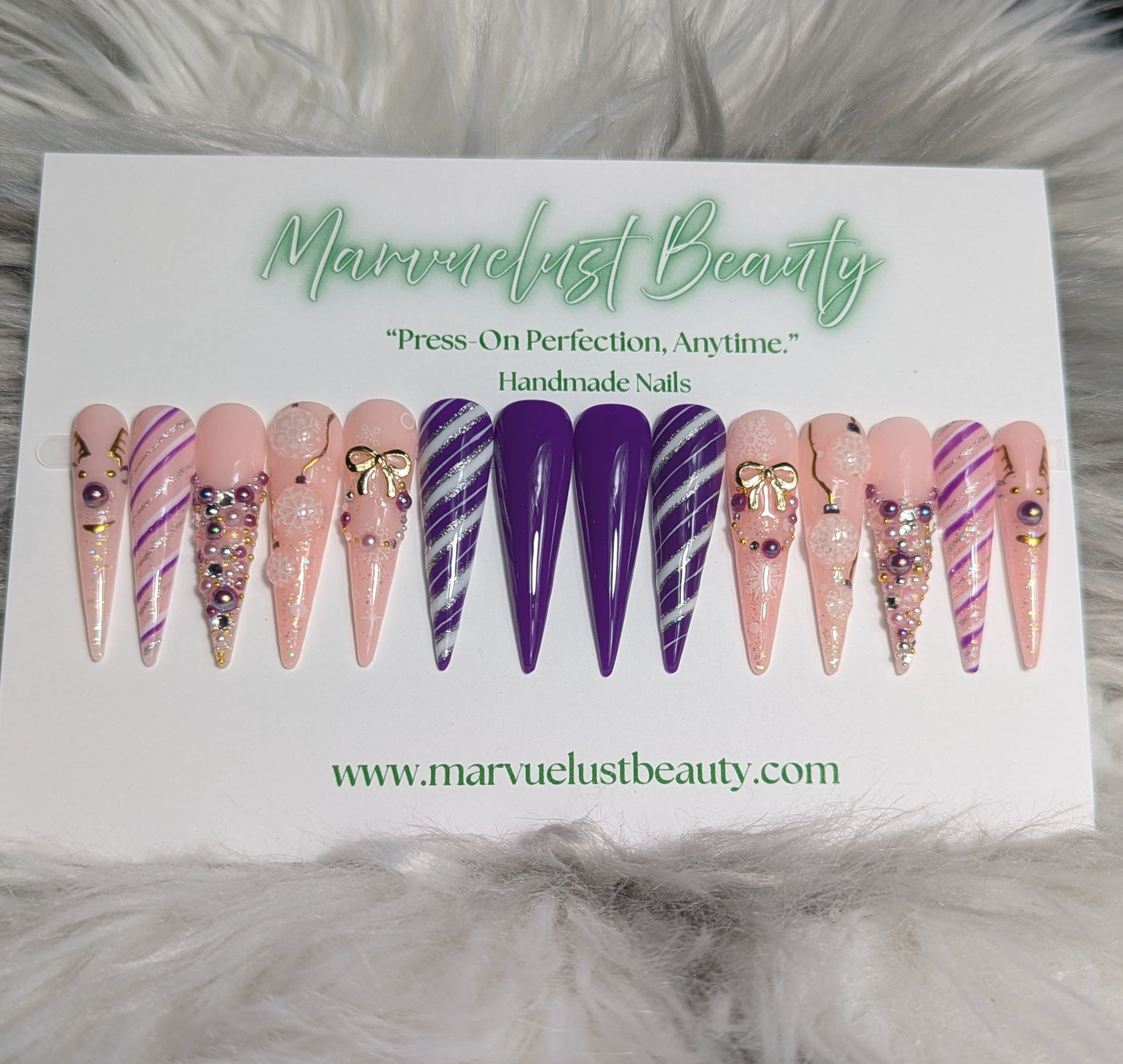 Purple Christmas Press on Nails