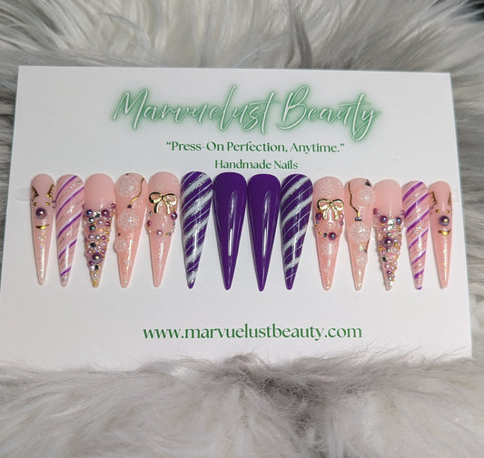 Purple Christmas Press on Nails